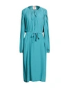 Semicouture Woman Midi Dress Turquoise Size 6 Acetate, Silk In Blue
