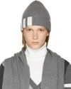 THOM BROWNE Grey Rib Cashmere Four Bar Beanie