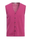 Block23 Man Cardigan Mauve Size M Wool, Viscose, Recycled Polyacrylic, Cashmere In Purple