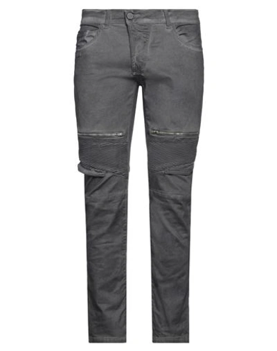 Frankie Morello Man Denim Pants Lead Size 34 Cotton, Elastane In Grey