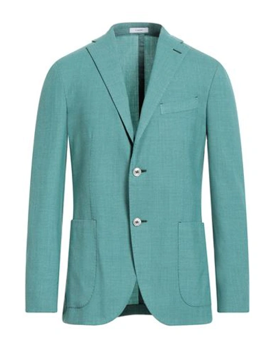 Boglioli Man Blazer Turquoise Size 44 Virgin Wool, Polyester, Polyamide In Blue