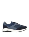 Brian Cress Man Sneakers Slate Blue Size 8 Soft Leather, Textile Fibers In Blue