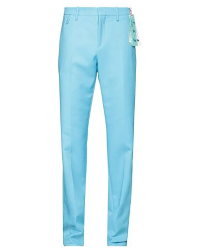 Off-white Man Pants Azure Size 28 Polyester In Blue