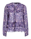 Maje Loleta Floral Ruffle Blouse In Purple