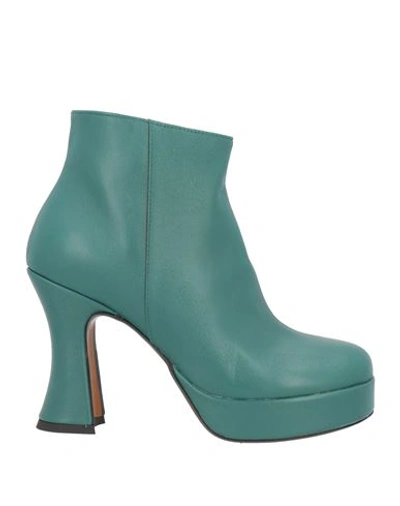 Chocolà Woman Ankle Boots Green Size 8 Soft Leather