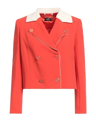 Elisabetta Franchi Woman Blazer Orange Size 4 Viscose, Acetate, Elastane