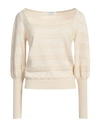 Ballantyne Woman Sweater Cream Size 10 Wool, Viscose, Polyester, Cashmere, Silk In White