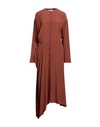 Erika Cavallini Woman Maxi Dress Brown Size 6 Acetate, Silk