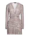 Maje Wrap-effect Pleated Metallic Knitted Mini Dress In Pink