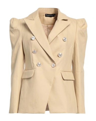 Vanessa Scott Woman Suit Jacket Camel Size L Cotton In Beige