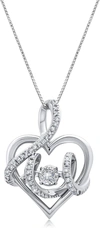 Max + Stone Dancing Diamond Tied Together Pendant Necklace In 10k White Gold (1/6 Ct) With 18 Inch Chain In White