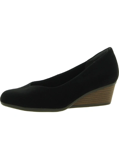 Dr. Scholl's Shoes Kendall Womens Round Toe Slip On Wedge Heels In Black