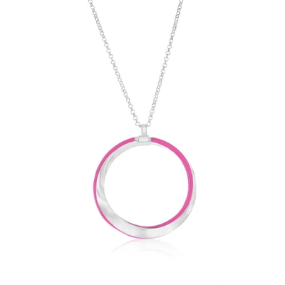 Simona Sterling Silver Or Gold Plated Over Sterling Silver, Enamel Twist Necklace In Rose Violet