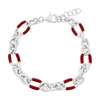 SIMONA STERLING SILVER, RED LAVA ENAMEL BRACELET