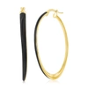 Simona Sterling Siver, Black Enamel Oval Hoop Earrings - Gold Plated In Black