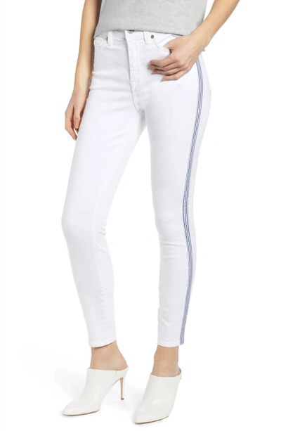 7 For All Mankind Side Stripe High Waist Ankle Skinny Jeans In White Runway