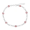Simona Sterling Silver Linked Red Enamel Anklet In Red