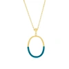 Simona Sterling Silver, Petrolio Enamel Oval Necklace - Gold Plated In Green