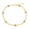 Simona Sterling Silver Linked Black Enamel Anklet - Gold Plated In Black