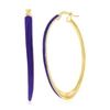 Simona Sterling Siver, Meadow Violet Enamel Oval Hoop Earrings - Gold Plated In Purple