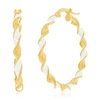 Simona Sterling Silver, White Enamel 30mm Twisted Hoop Earrings - Gold Plated In White