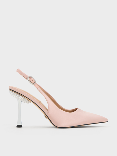 Charles & Keith Demi Recycled Polyester Slingback Pumps In Nude