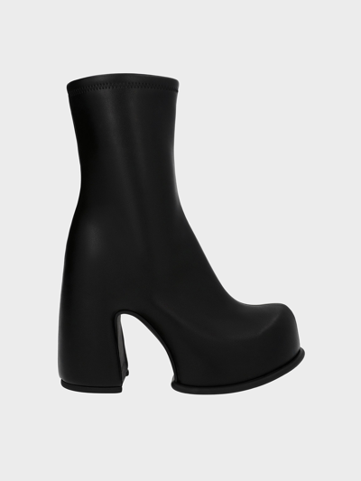 Charles & Keith Pixie Platform Ankle Boots In Black