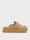 CHARLES & KEITH CHARLES & KEITH - FUR-LINED BUCKLED FLATFORM MULES