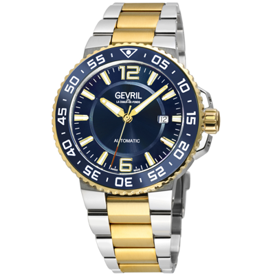 Gevril Riverside Automatic Blue Dial Mens Watch 46700 In Two Tone  / Blue / Gold Tone / Yellow