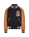 Dsquared2 Logo Wool Blend Varsity Jacket In Blu