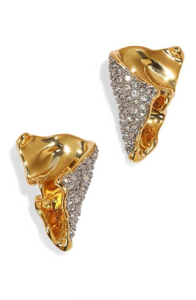 Alexis Bittar Solanales Crystal Folded Earrings In Gold