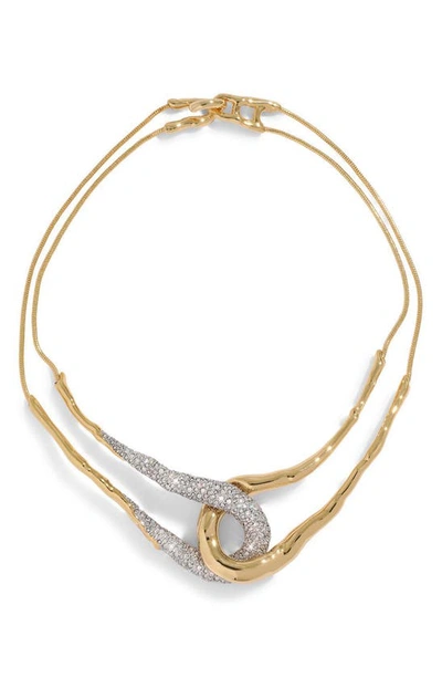 Alexis Bittar Solanales Crystal Interlock Necklace In Gold