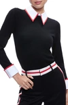 ALICE AND OLIVIA PORLA COLLARED WOOL BLEND SWEATER
