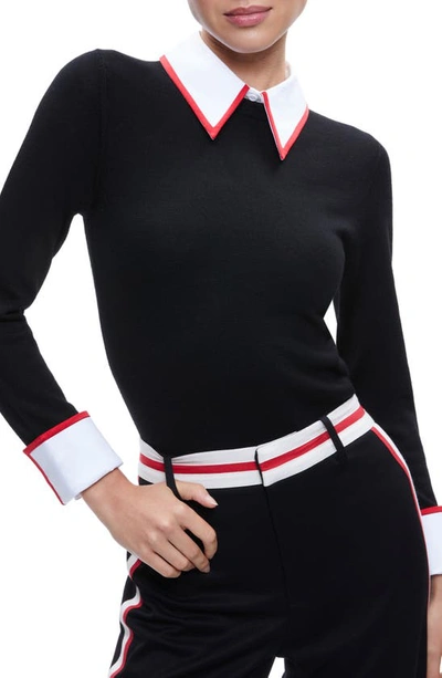 Alice And Olivia Porla Pointed-collar Jumper In Black Perfect Ruby