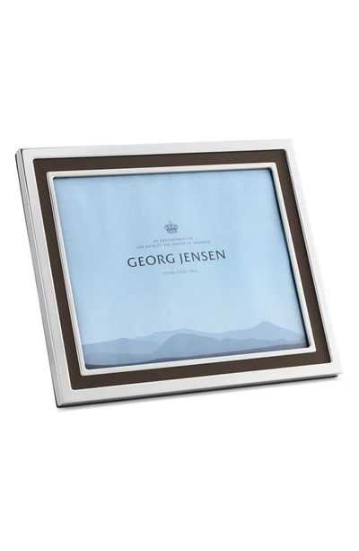 Georg Jensen Manhattan Leather And Stainless Steel Frame, 8" X 10" In Silver