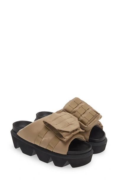 Sacai Flap-pocket Ridged-sole Slides In Beige