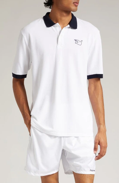 Palmes Logo Organic Cotton Short Polo Shirt In White