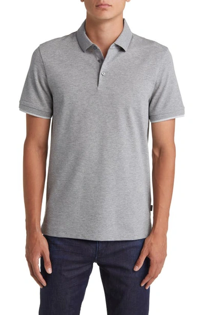 Hugo Boss Boss Phillipson Slim Fit Polo In Slvr