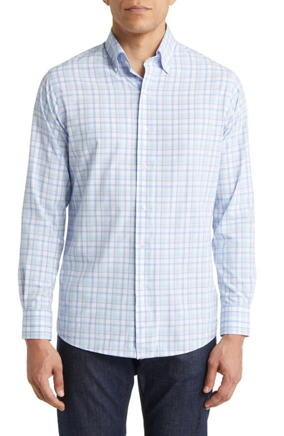 Peter Millar Men's Crown Crafted Mullen Performance Button-down Shirt In Blue Frost