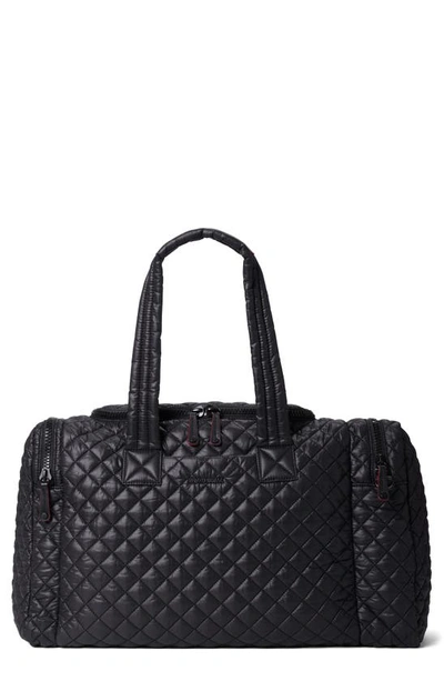 Mz Wallace Medium Metro Team Quilted Nylon Duffle Bag In Black/black