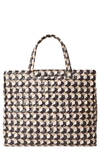 Mz Wallace Large Metro Nylon Box Tote In Tan/ Black Multi