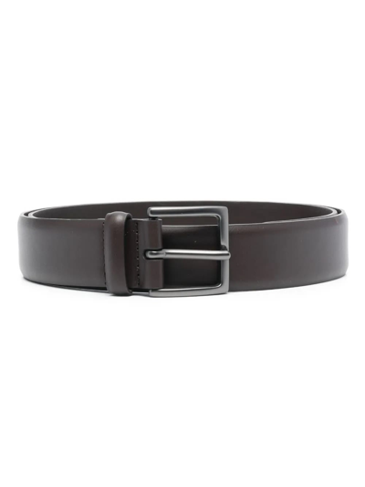 Orciani Smooth Ebony Leather Classic Belt In Brown
