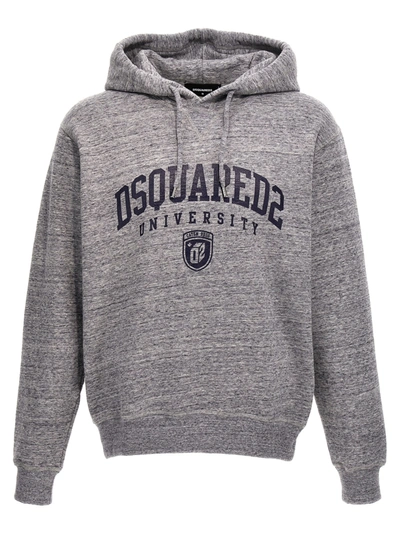 Dsquared2 Logo Print Hoodie Sweatshirt In Grey