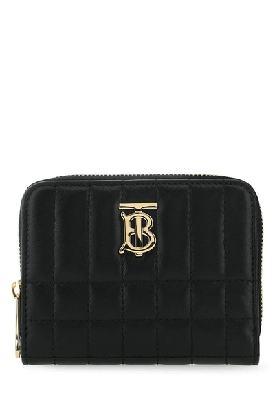 Burberry Logo Quilted Wallet In Black