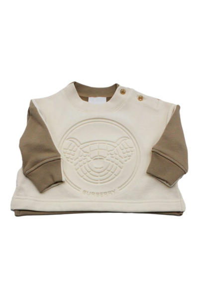 Burberry Kids' Two-tone Sponge-effect Cotton Crewneck Sweatshirt In Multi