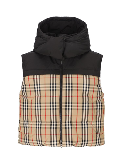Burberry Reversible Down Vintage-check Gilet In Beige