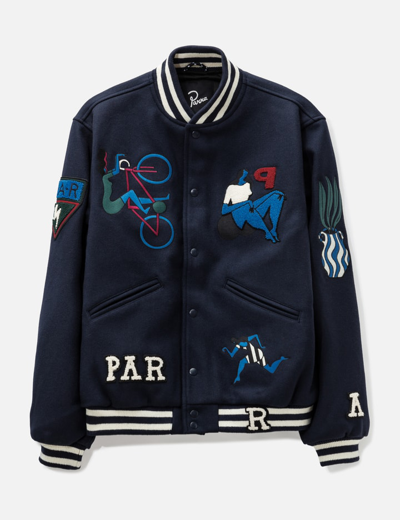 By Parra Navy Blue Run Sit And Bike Varsity Jacket