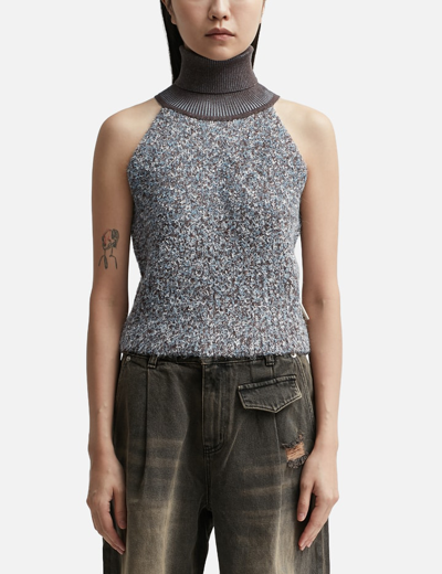 Andersson Bell Blue & Brown Fluffy Tank Top