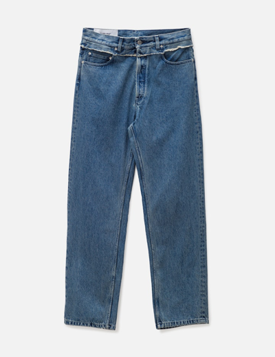 Ambush Frayed-trim Loose Jeans In Blue