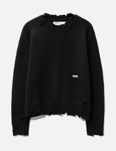 C2h4 Distressed Layered Sweater In Black